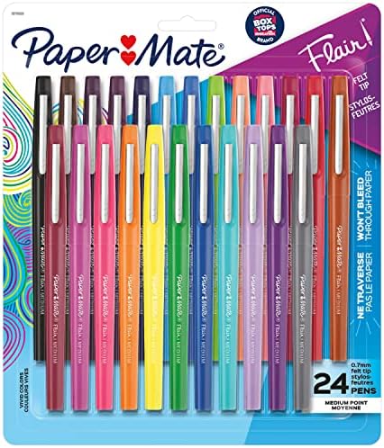 Paper Mate® עטים של קצה לבד | עטים של פלייר® סמן, נקודה בינונית, מגוונת, 24 ספירה ומחקים מחקים גדולים של פנינים